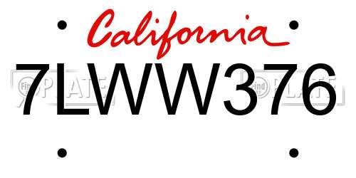 7LWW376 California License Plate