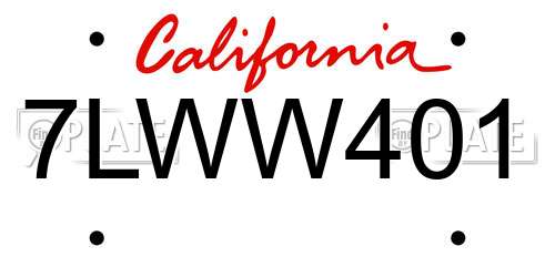 7LWW401 California License Plate