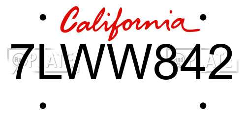 7LWW842 California License Plate