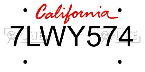7LWY574 California License Plate