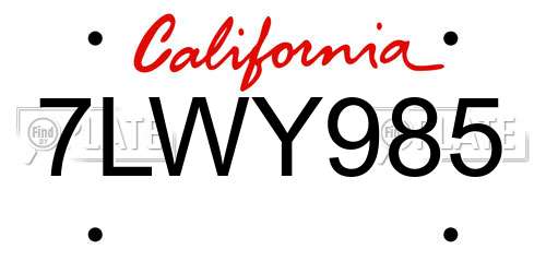 7LWY985 California License Plate