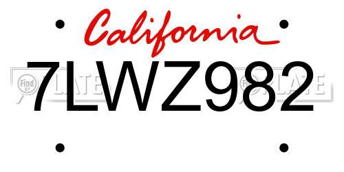 7LWZ982 California License Plate