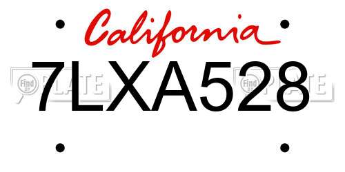 7LXA528 California License Plate