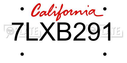 7LXB291 California License Plate