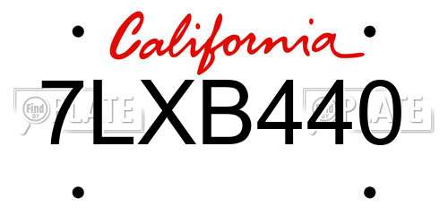 7LXB440 California License Plate