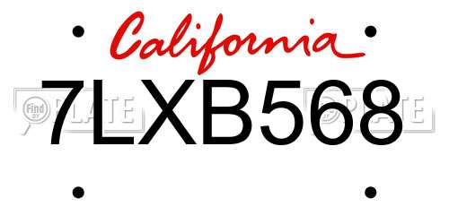 7LXB568 California License Plate