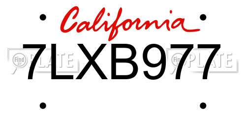 7LXB977 California License Plate