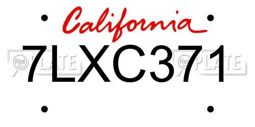 7LXC371 California License Plate