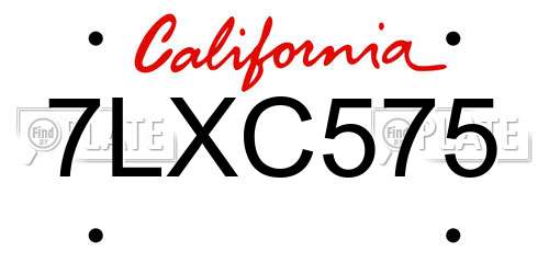 7LXC575 California License Plate