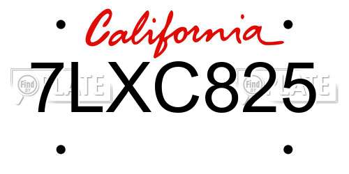 7LXC825 California License Plate