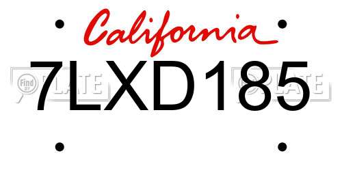 7LXD185 California License Plate