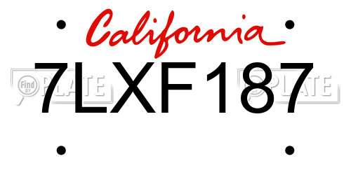 7LXF187 California License Plate