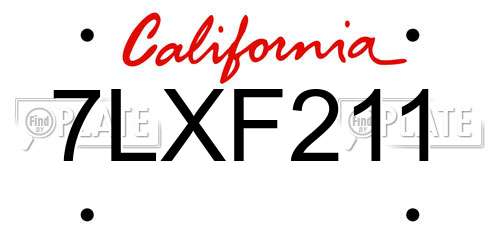 7LXF211 California License Plate