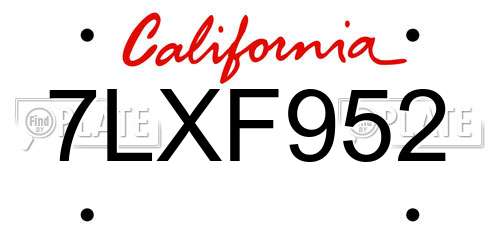 7LXF952 California License Plate