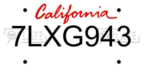 7LXG943 California License Plate