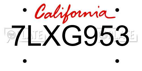 7LXG953 California License Plate