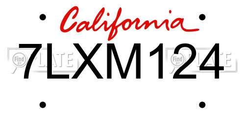 7LXM124 California License Plate