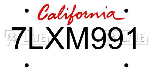 7LXM991 California License Plate