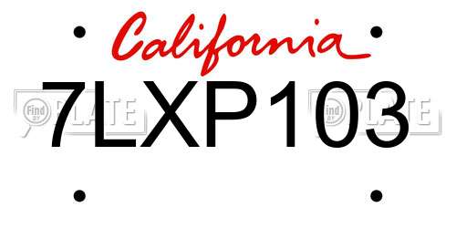 7LXP103 California License Plate