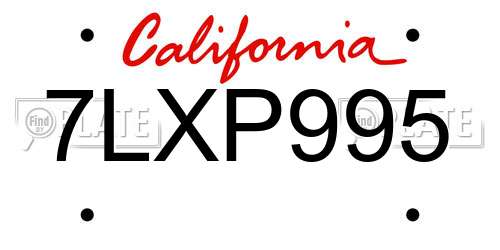 7LXP995 California License Plate