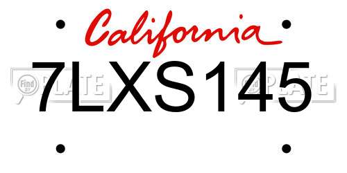 7LXS145 California License Plate
