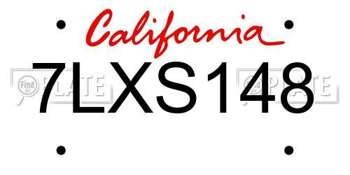 7LXS148 California License Plate