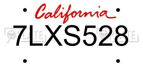 7LXS528 California License Plate