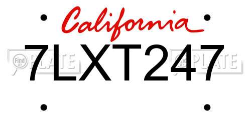 7LXT247 California License Plate