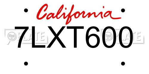 7LXT600 California License Plate