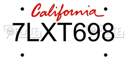 7LXT698 California License Plate