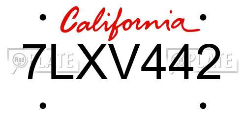 7LXV442 California License Plate