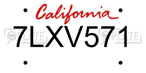 7LXV571 California License Plate