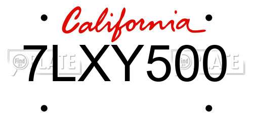 7LXY500 California License Plate