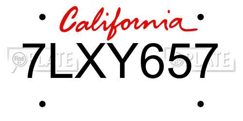 7LXY657 California License Plate
