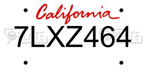 7LXZ464 California License Plate