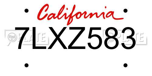 7LXZ583 California License Plate