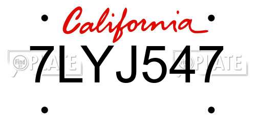 7LYJ547 California License Plate