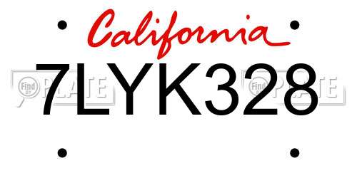 7LYK328 California License Plate