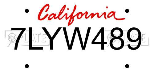 7LYW489 California License Plate