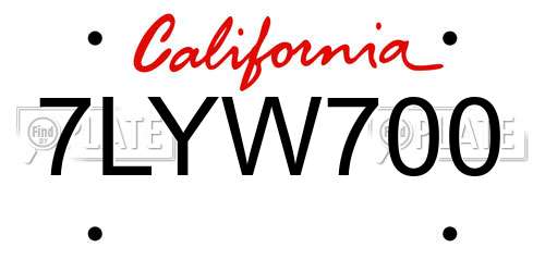 7LYW700 California License Plate