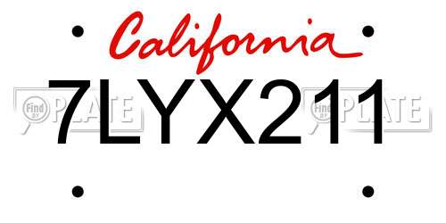 7LYX211 California License Plate