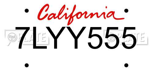 7LYY555 California License Plate