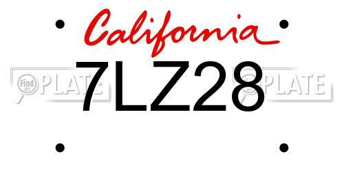 7LZ28 California License Plate