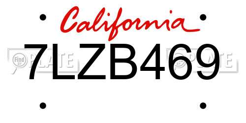 7LZB469 California License Plate