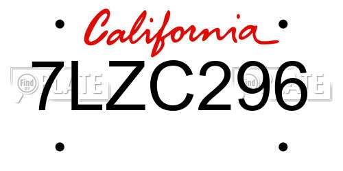 7LZC296 California License Plate