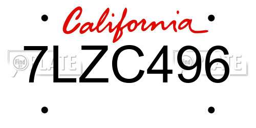 7LZC496 California License Plate