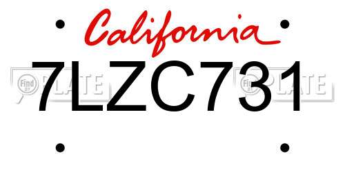 7LZC731 California License Plate