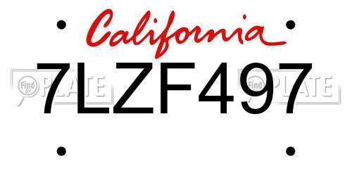 7LZF497 California License Plate
