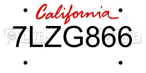 7LZG866 California License Plate