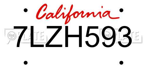 7LZH593 California License Plate
